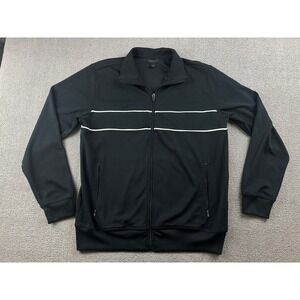 Express Track Jacket Men L Black Full Zip‎ Striped Mock Neck Athleisure Sports